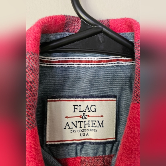 Flag & Anthem Flannel Shirt *No Sze Tag, Please See Photos for Measurements* - Picture 5 of 11
